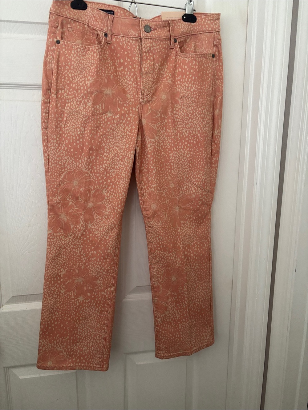 NYDJ Coral Floral Print Straight Leg Pants